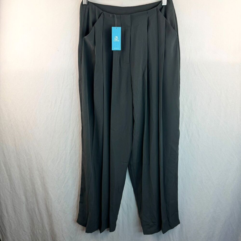 Cupshe NWT Dark Gray Pleated Wide-leg Pants/Trousers Size Small - Picture 3 of 7